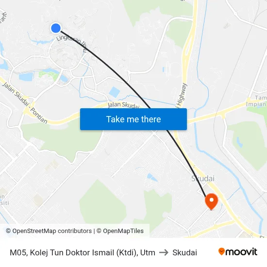 M05, Kolej Tun Doktor Ismail (Ktdi), Utm to Skudai map