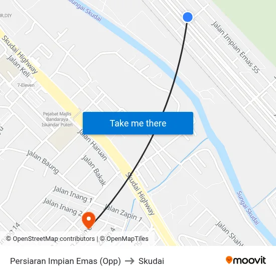 Persiaran Impian Emas (Opp) to Skudai map