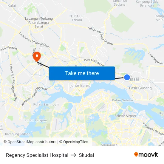 Regency Specialist Hospital to Skudai map