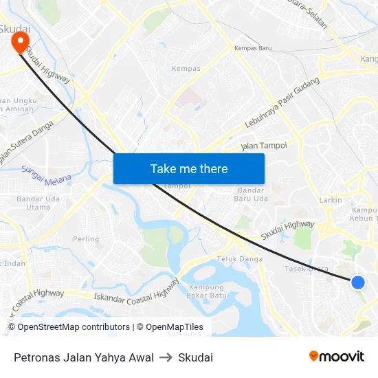Petronas Jalan Yahya Awal to Skudai map