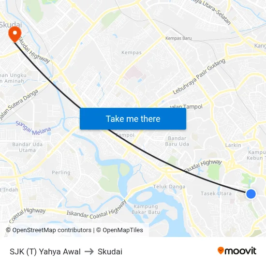 SJK (T) Yahya Awal to Skudai map