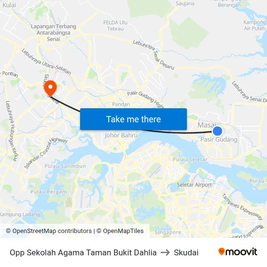Opp Sekolah Agama Taman Bukit Dahlia to Skudai map
