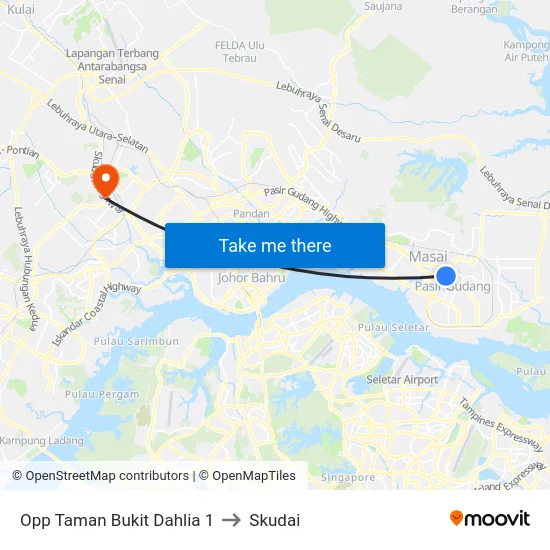 Opp Taman Bukit Dahlia 1 to Skudai map