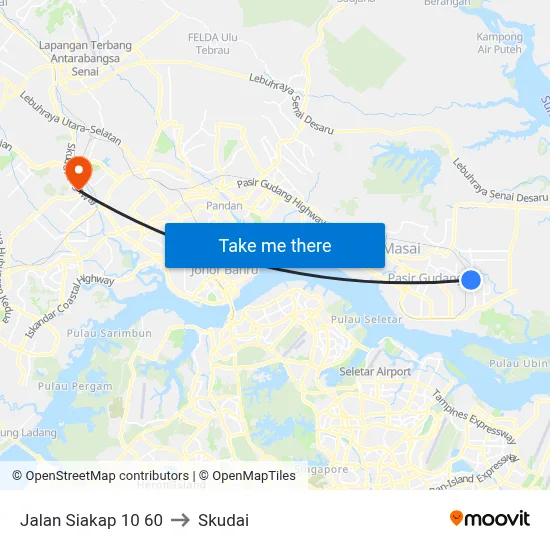 Jalan Siakap 10 60 to Skudai map