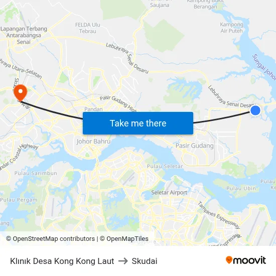 Klınık Desa Kong Kong Laut to Skudai map