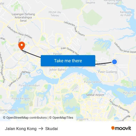 Jalan Kong Kong to Skudai map