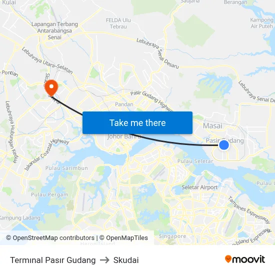 Termınal Pasır Gudang to Skudai map