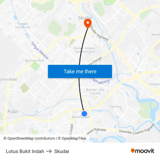 Lotus Bukit Indah to Skudai map