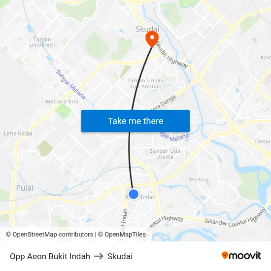 Opp Aeon Bukit Indah to Skudai map