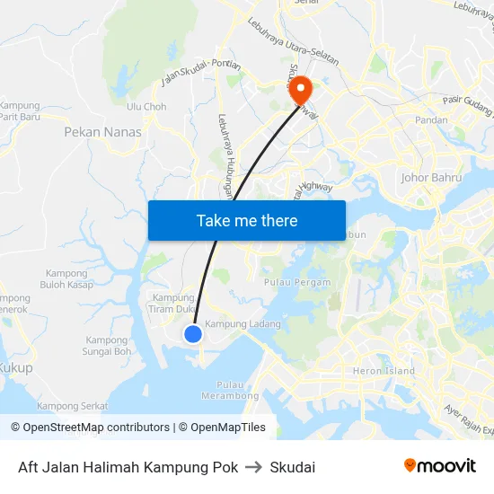 Aft Jalan Halimah Kampung Pok to Skudai map