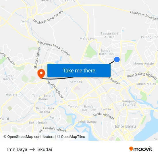 Tmn Daya to Skudai map