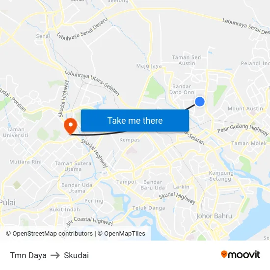 Tmn Daya to Skudai map