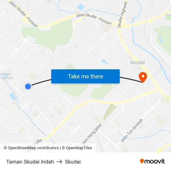Taman Skudai Indah to Skudai map