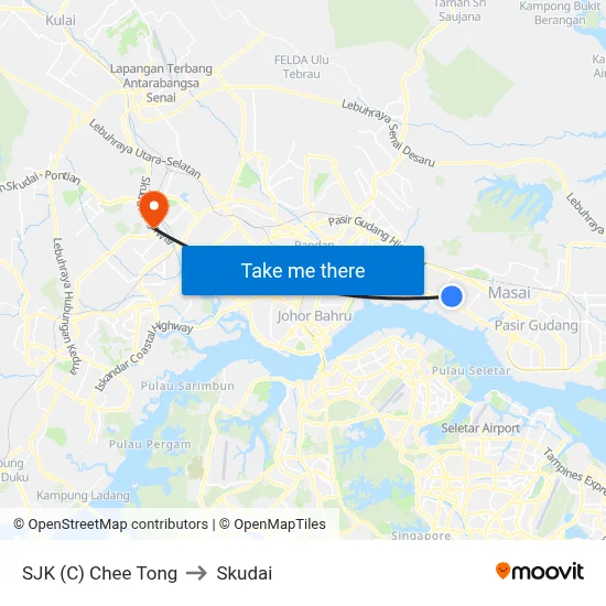 SJK (C) Chee Tong to Skudai map