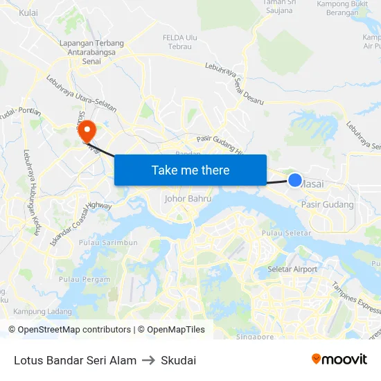 Lotus Bandar Seri Alam to Skudai map