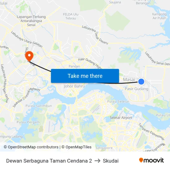 Dewan Serbaguna Taman Cendana 2 to Skudai map
