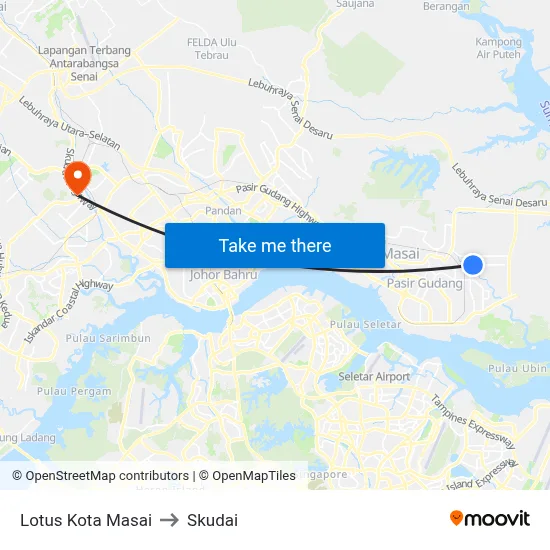 Lotus Kota Masai to Skudai map