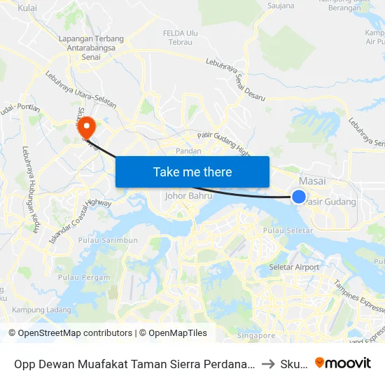 Opp Dewan Muafakat Taman Sierra Perdana (Road Side) to Skudai map