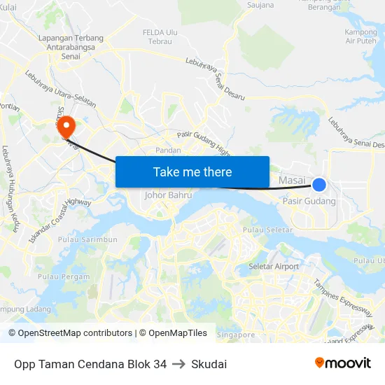 Opp Taman Cendana Blok 34 to Skudai map