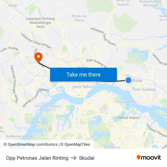 Opp Petronas Jalan Rinting to Skudai map