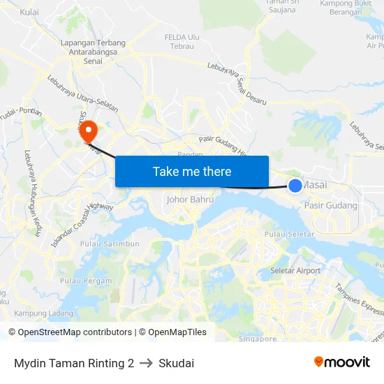 Mydin Taman Rinting 2 to Skudai map