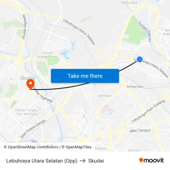 Lebuhraya Utara Selatan (Opp) to Skudai map