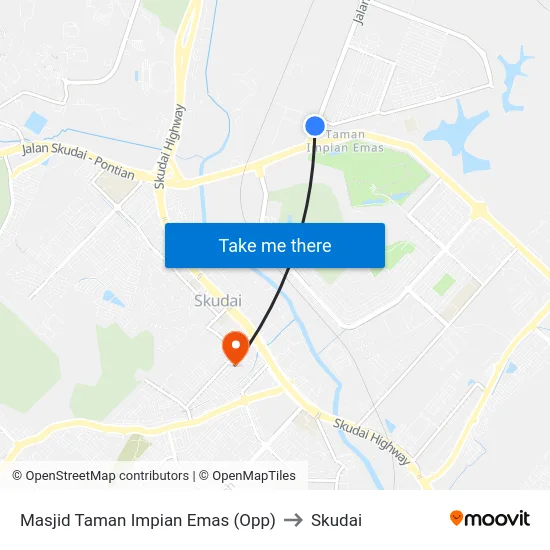 Masjid Taman Impian Emas (Opp) to Skudai map