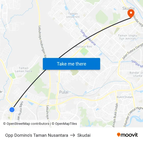 Opp Domino's Taman Nusantara to Skudai map