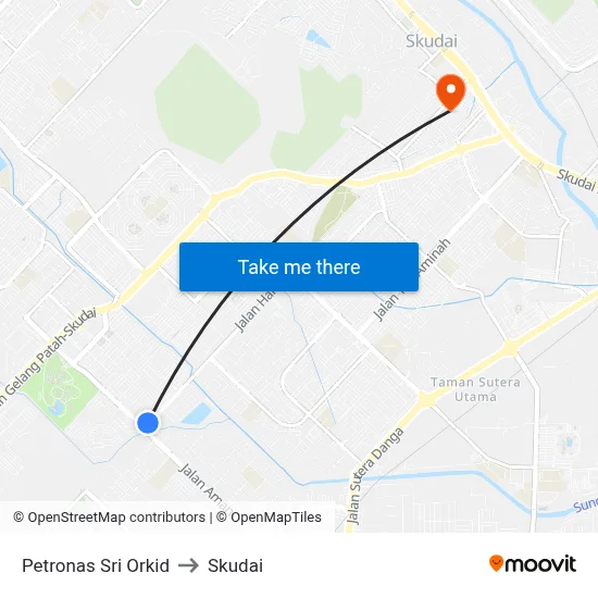Petronas Sri Orkid to Skudai map