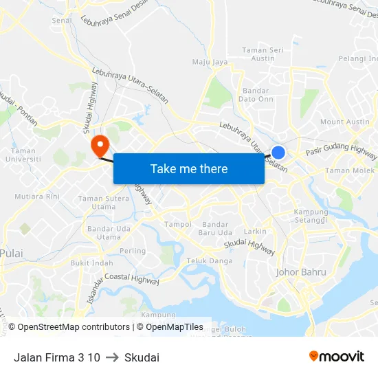 Jalan Firma 3 10 to Skudai map