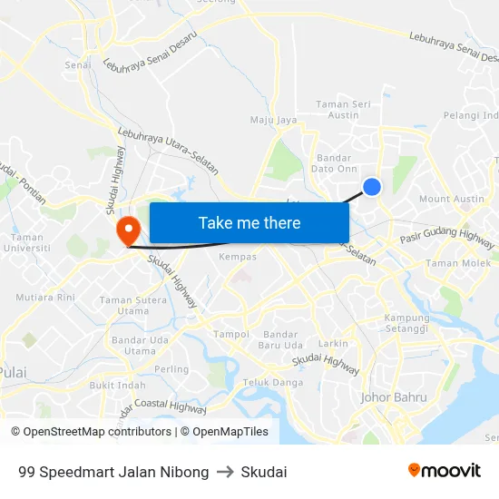 99 Speedmart Jalan Nibong to Skudai map