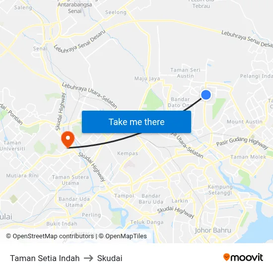 Taman Setia Indah to Skudai map