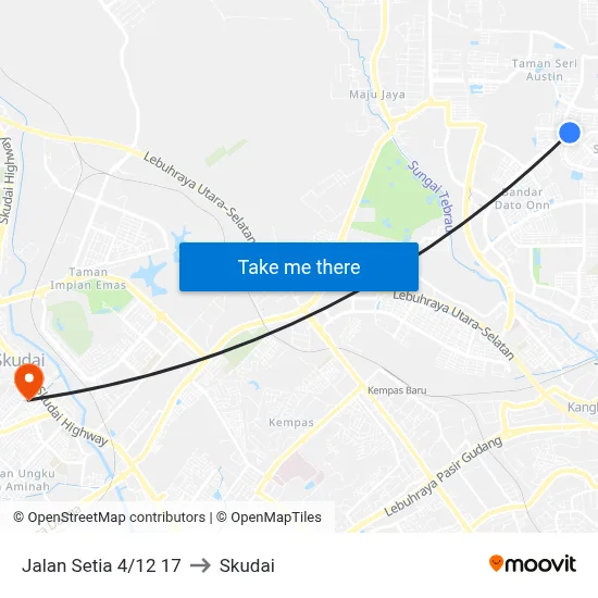Jalan Setia 4/12 17 to Skudai map