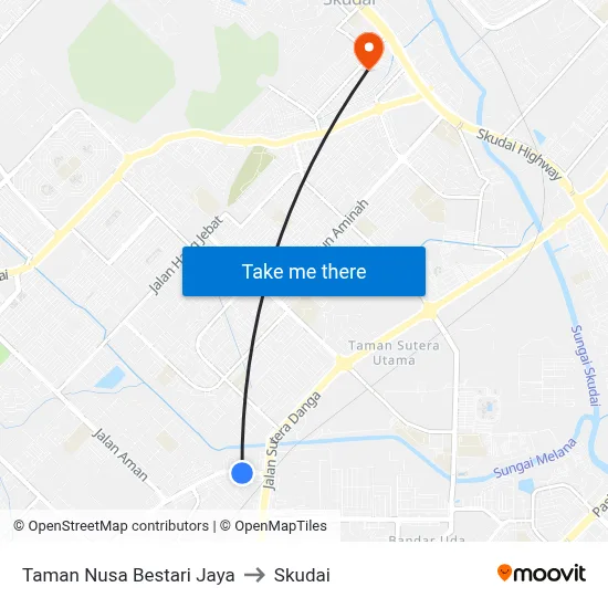 Taman Nusa Bestari Jaya to Skudai map