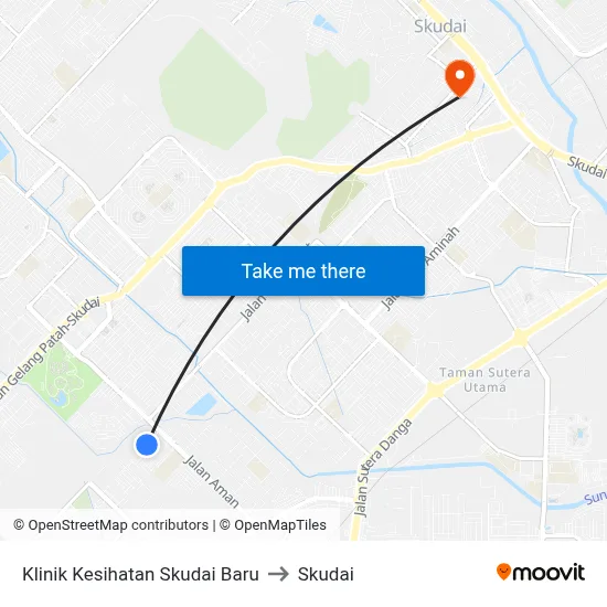 Klinik Kesihatan Skudai Baru to Skudai map