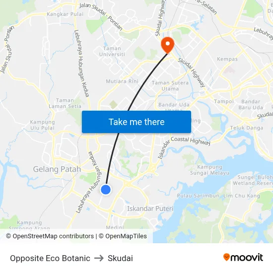 Opposite Eco Botanic to Skudai map