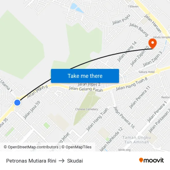 Petronas Mutiara Rini to Skudai map