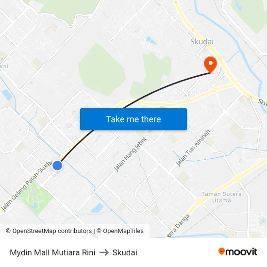 Mydin Mall Mutiara Rini to Skudai map