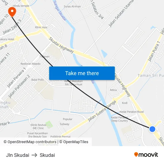 Jln Skudai to Skudai map