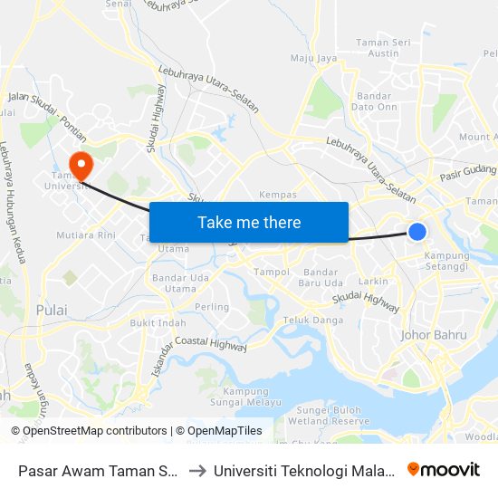 Pasar Awam Taman Suria to Universiti Teknologi Malaysia map