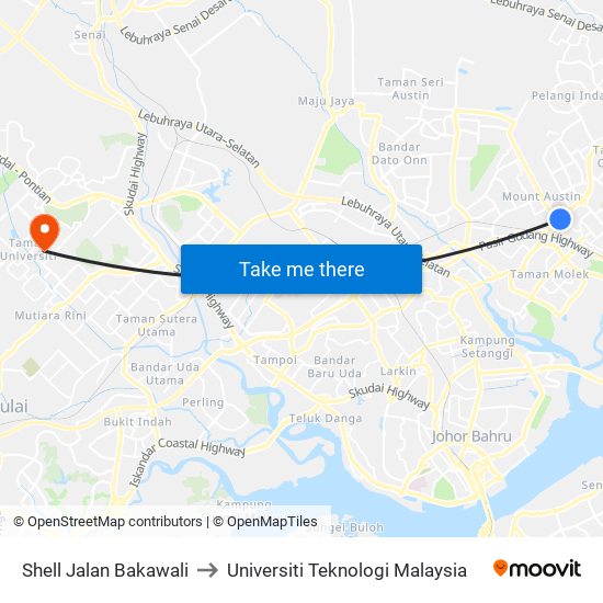 Shell Jalan Bakawali to Universiti Teknologi Malaysia map