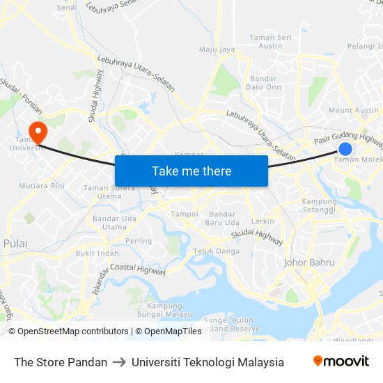 The Store Pandan to Universiti Teknologi Malaysia map