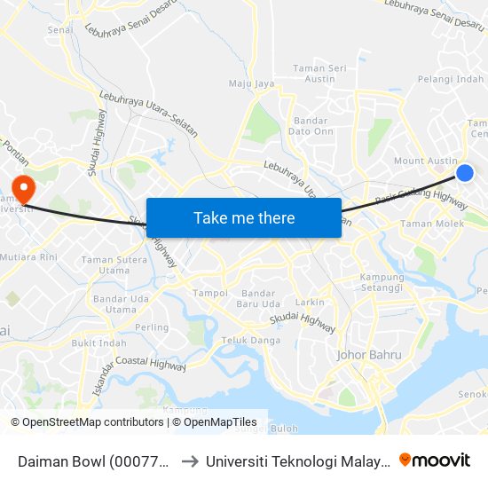 Daiman Bowl (0007706) to Universiti Teknologi Malaysia map