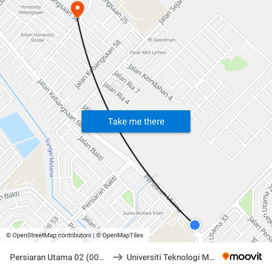 Smk Mutiara Rini to Universiti Teknologi Malaysia map