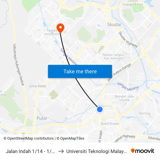 Jalan Indah 1/14 - 1/20 to Universiti Teknologi Malaysia map