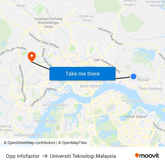 Opp Infofactor to Universiti Teknologi Malaysia map