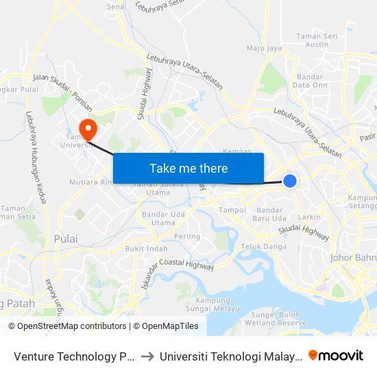Venture Technology Part to Universiti Teknologi Malaysia map