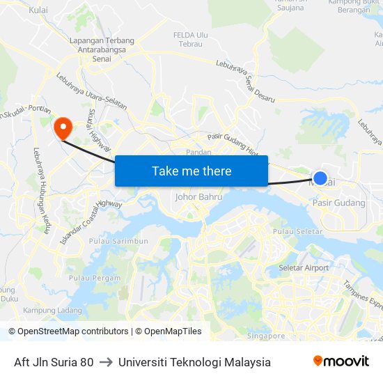 Aft Jln Suria 80 to Universiti Teknologi Malaysia map