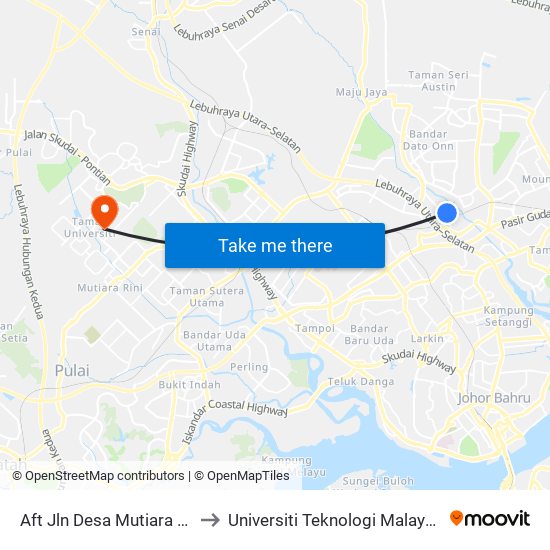 Aft Jln Desa Mutiara 11 to Universiti Teknologi Malaysia map