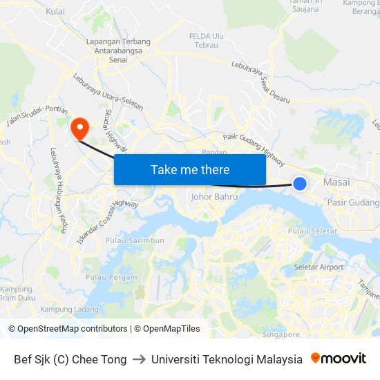 Bef Sjk (C) Chee Tong to Universiti Teknologi Malaysia map